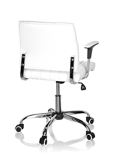 hjh OFFICE 719050 Silla de Oficina FERNANDO Piel sintética Blanco, Silla de Escritorio con reposabrazos, Silla giratoria para computadora