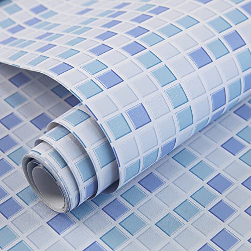 Hode Mosaico Vinilo Decorativos Adhesivo para Azulejos Cocina 40X300cm Impermeable Papel Pintado Autoadhesivo Baño Azul