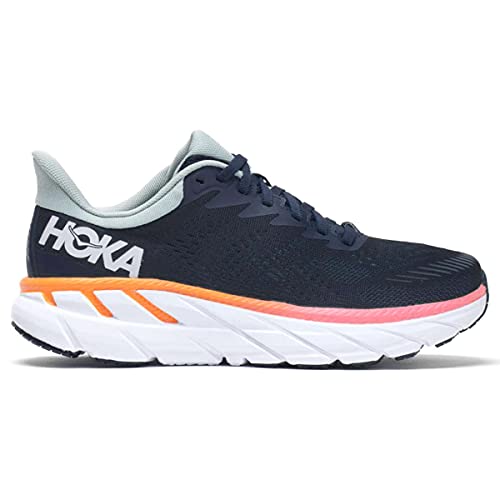 Hoka Clifton 07 Zapatilla para Correr en Carretera o Camino de Tierra Ligero con Soporte Neutral para Mujer Azul Naranja 40 EU