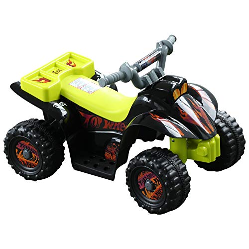 HOMCOM Quad Batería 6V Moto Eléctrica Infantil Niños +18 Meses Velocidad 2,5 Km/h Carga Máx. 20 Kg Sonido Luces y Cargador Incluido 66x43x43 cm Negro y Amarillo