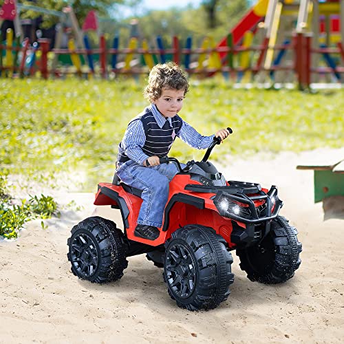 HOMCOM Quad Eléctrico Niño Coche Eléctrico Cuatrimoto Batería 12V con MP3 Radio Luces Sonidos 103,5x69,5x70 cm Carga 30kg