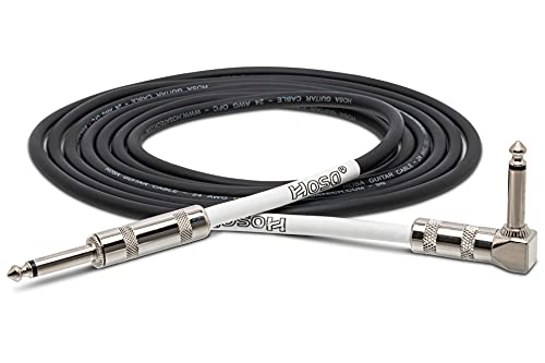 Hosa GTR205R - Cable para guitarra jack (6.3 mm, macho, acodado, 1.5 m, trenzado), color negro