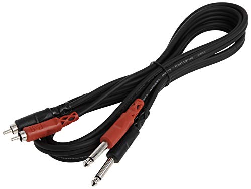 Hosa HOS CPR202 - Cable RCA a jack TS (6.3 mm, profesional, estéreo, dual, 2 m), color negro