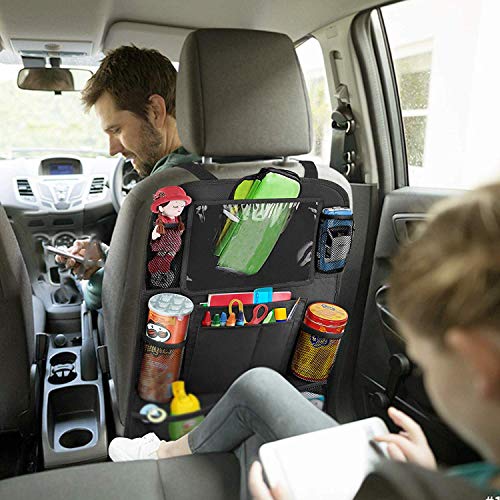 Hossom Organizadores para Coche, 2 pcs Kick Mats de Coche, Universal Multi-Bolsillos Organizanizador para ipad Impermeable Fácil de limpiar