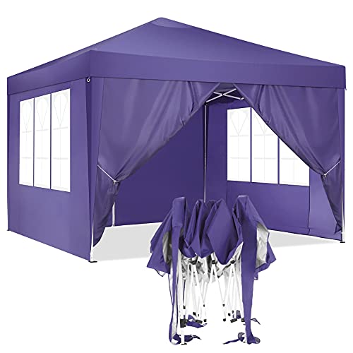 HOTEEL Carpa Plegable 3x3m Carpas y Cenadores Impermeable Cenador de Jardín Protección UV con 4 Paneles Laterales para Eventos al Aire Libre, 3x3m , Morado