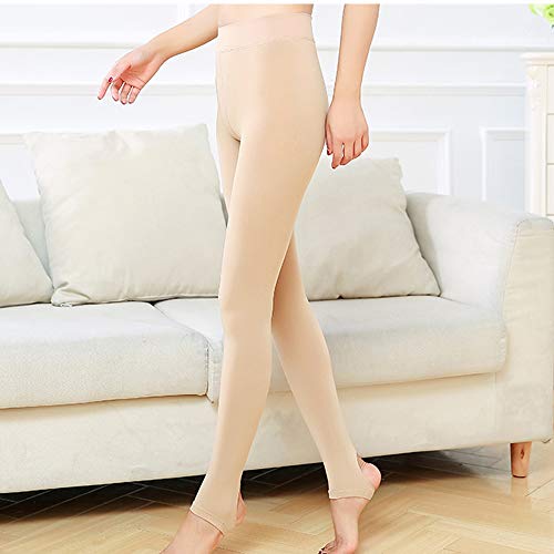 HTTOAR Leggins Termicos Mujer,Leggins Invierno Medias Elásticas de Terciopelo de Cintura Alta para Mujeres Delgadas Talla Europea 32-38 (Desnudo)