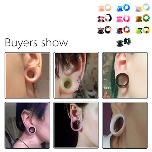 Huacan 20 Piezas Expansor de Túnel Silicona Delgada Suave Ear Plug Precing Dilatador de oreja Diez Color 6MM