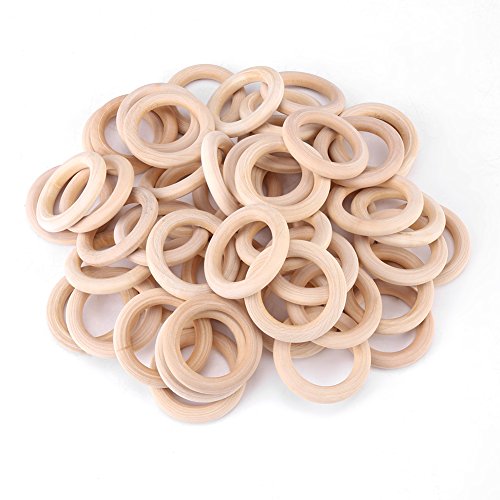 Huairdum Los Anillos del Arte de Madera, 50pcs inacaban los círculos Redondos de Madera Naturales del Arte de DIY de los Anillos DIY