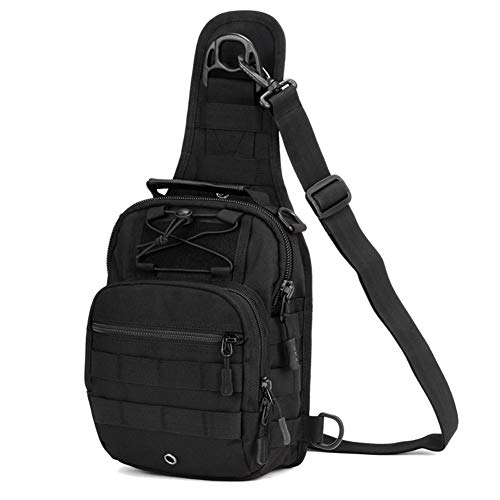 HUNTVP Bandolera Riñonera Hombre Cruzada Mochila Táctical Militar para Correr Senderismo Ciclismo Camping Caza, Negro