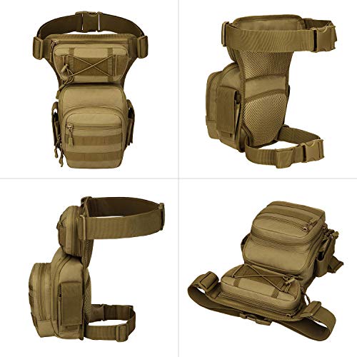 HUNTVP Bolsa de Pierna Bolsa Táctical Militar Impermeable para Correr Senderismo Ciclismo Camping Caza, Tipo 2-Marrón