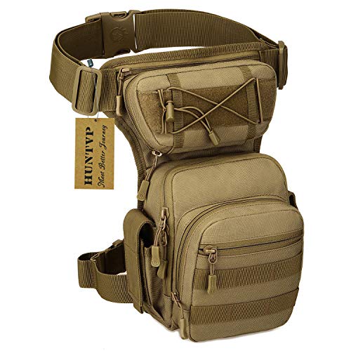 HUNTVP Bolsa de Pierna Bolsa Táctical Militar Impermeable para Correr Senderismo Ciclismo Camping Caza, Tipo 2-Marrón