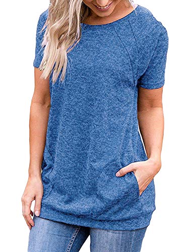 iClosam Camisetas Mujer Verano 2021 Tallas Grandes AlgodóN Crewneck T-Shirt