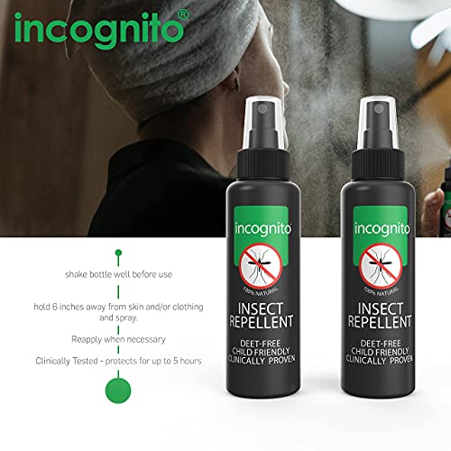 INCOGNITO Natural Anti-Mozzie Insect Spray (100Ml) (Pack of 2) Special Holida (100 ml) 2 Especial, Transparente, Double Pack (200ml)