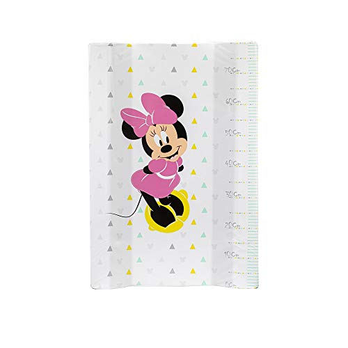 Interbaby Mn013 - Cubrebañeras Disney Minnie Mouse Con Esponja Plastificado 80 Cm, Blanco Y Rosa