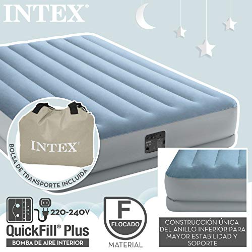 Intex 64168NP - Colchón hinchable Dura Beam Plus INTEX , cama inflable doble, cama hinchable 150, medidas 152x203x36cm, colchón autoinflable, con bomba integrada