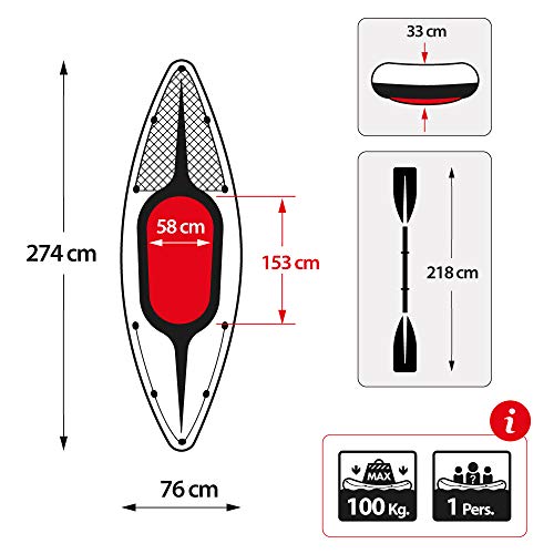 Intex 68305NP - Kayaks deportivos (Kayak inflable, 1 personas(s), 100 kg, PVC, 274 X 76 X 33 cm, color Negro, Verde