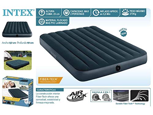 Intex Sage Downy 2 - Colchón Hinchable (137 x 191 x 25 cm), Color Verde