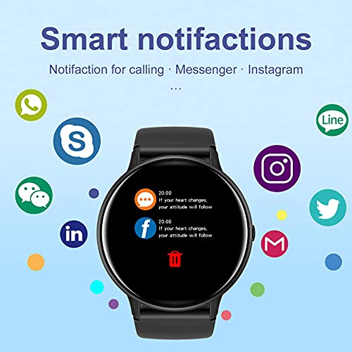 IOWODO Smartwatch Hombre Mujer con Oxímetro(SpO2), Reloj Inteligente Impermeable 5ATM con Notificación de Mensajes Esfera Personalizada Pulsometro Sueño ,Pulsera Actividad Inteligente Para IOS Android