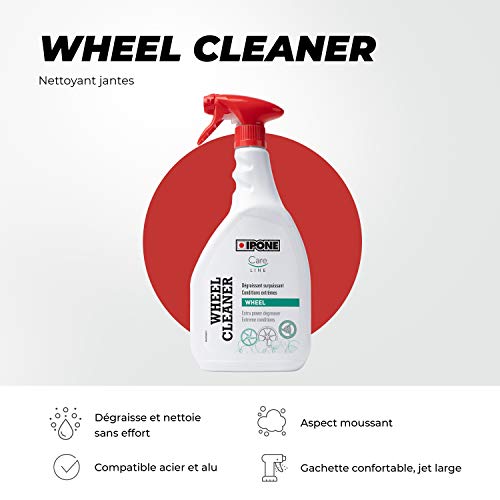 IPONE - Limpiador desengrasante de llantas muy potente - Wheel Cleaner - Limpia y Desengrasa Sin Esfuerzo - Difusión Amplia - 1L