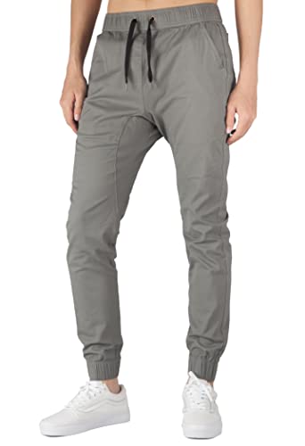 ITALY MORN Jogging Pantalones Harem Hombre Jogger Chino Tapered Sport Workwear (M, Medio Gris)