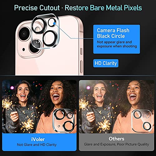 ivoler 4 Piezas Protector de Pantalla Compatible con iPhone 13 6.1 Pulgadas, con 2 Piezas Protector de Lente de Cámara y Marco de Instalación Fácil, Cristal Vidrio Templado Premium
