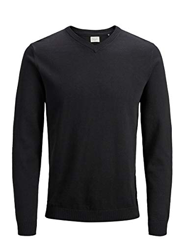 Jack & Jones Jjebasic Knit V-Neck Noos Suéter, Negro (Black), XL para Hombre