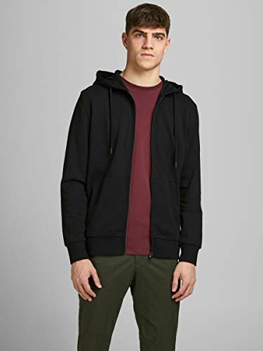 Jack & Jones Jjebasic Noos-Sudadera con Capucha y Cremallera Cárdigan, Negro, M para Hombre