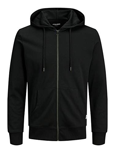 Jack & Jones Jjebasic Noos-Sudadera con Capucha y Cremallera Cárdigan, Negro, M para Hombre