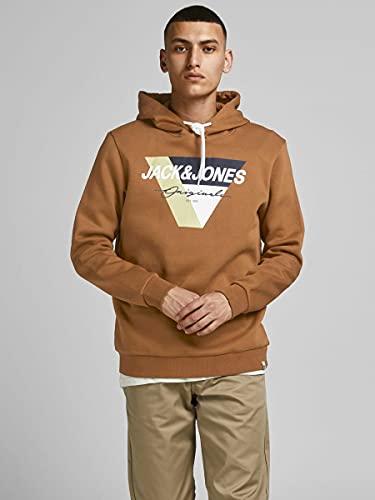 Jack & Jones Jormason Sweat Hood Sn Sudadera, marrón, L para Hombre