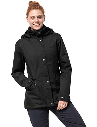 Jack Wolfskin Park Avenue - Chaqueta de invierno impermeable para mujer, Mujer, Chaqueta de invierno impermeable., 1107743, negro, small