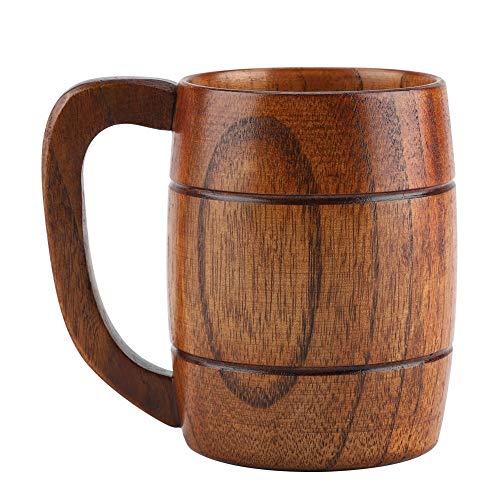 Jadeshay 350 ml Taza de Cerveza de Madera Natural , Taza para Beber café de té, Accesorios para Bar, Ideas para Regalos