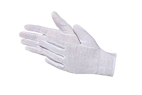 Jah 1092 oekotex - Guantes de algodón (12 pares, finos, talla 8), color blanco