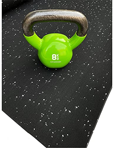 Jardin202 - Esterilla de Ejercicio y Fitness Especial para Gimnasios | Sport Premium | Moteado Blanco | Base Negra | 1'25m (Ancho) x 2m (Largo) (8mm de Altura)