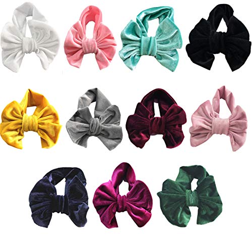 JasCherry Terciopelo Hecho Mano 11 Colores/Set Hair Ties Diademas con Nudo Grande Diademas Elásticas Diademas Suaves para Bebés Accesorios para el Cabello para Bebés Tocados para Fiestas de Niñas