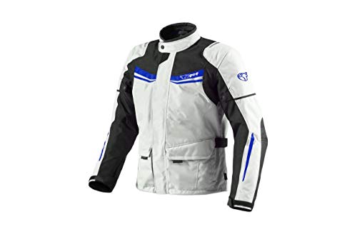 JET Chaqueta Moto Hombre Textil Impermeable con Armadura Aquatex (XS (EU 44 - 46), Blanco Azul)