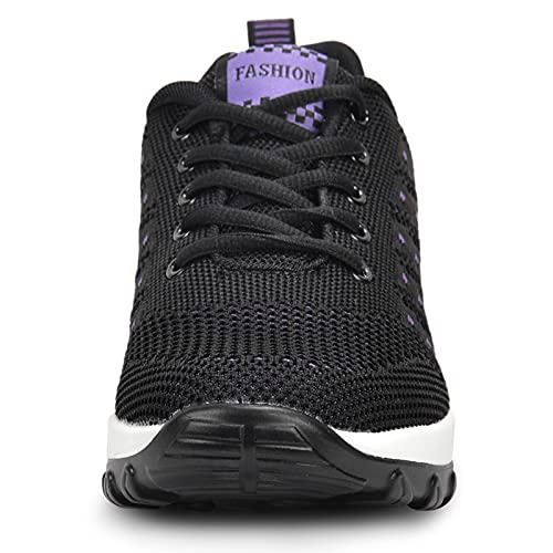 JIANKE Zapatillas Deportivas de Mujer Transpirables y Ligero Zapatos de Malla Cojín de Aire Antideslizantes Shekers Negro, 39 EU