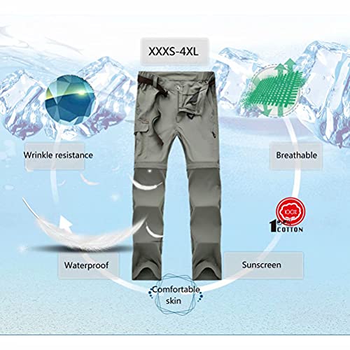 JIANYE Pantalon Trekking Hombre Mujer Zip Off Extraíble Pantalon Senderismo Secado Rápido Pantalones Montaña con Cinturón Negro XL