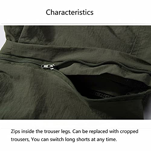 JIANYE Pantalon Trekking Hombre Mujer Zip Off Extraíble Pantalon Senderismo Secado Rápido Pantalones Montaña con Cinturón Negro XL