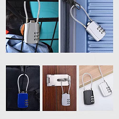 JINGXING Wire Combination Lock Padlock Locker Drawer Backpack Mini Small Suitcase Small Lock(Four-Digit Password,Silver2)