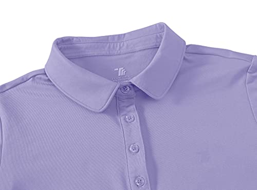 JINSHI Mujer Polo de Manga Larga Cálida Camiseta de Golf con Botones Violeta Claro XXL