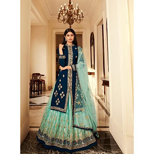 JIVRAJ FASHION Hermoso traje indio Anarkali Soft Net salwar Kameez Pakistani Shalwar Kameez Designer Party Wear Étnico cosido listo para usar (Opción 1, XXS UK 6 Cofre 34 Cintura 30 Caderas 36)