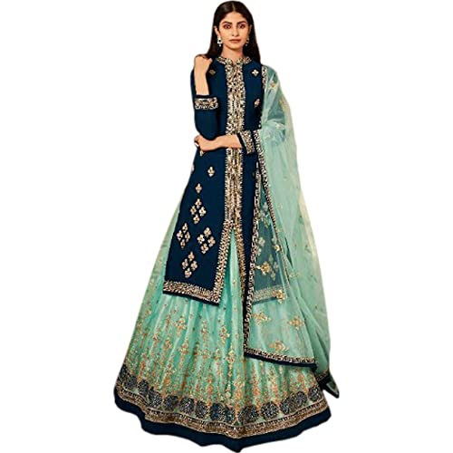 JIVRAJ FASHION Hermoso traje indio Anarkali Soft Net salwar Kameez Pakistani Shalwar Kameez Designer Party Wear Étnico cosido listo para usar (Opción 1, XXS UK 6 Cofre 34 Cintura 30 Caderas 36)