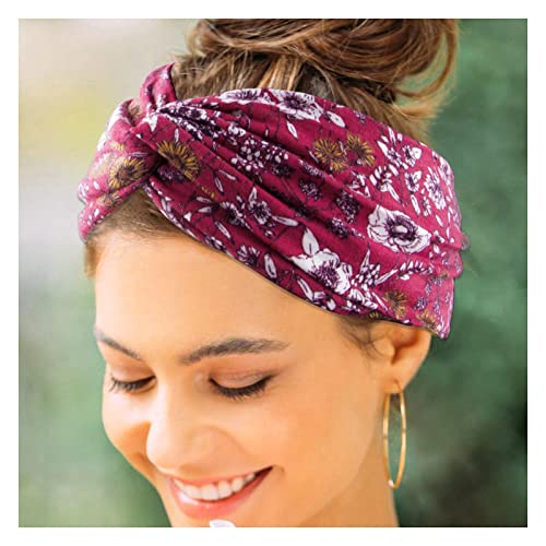 JNCH 6pcs Bandas de Pelo Mujer Boho, Venda de Pelo Elástica, Turbantes Mujer, Cinta para Pelo de Cabeza de Algodón, Diademas de Mujer de Nudo, 8*24cm, 6 Colores Variados