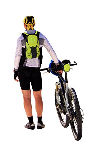 Jocca 6226P Mochila Ciclista con Luces Led para Señalización, Unisex Adulto, Negro y Verde, Talla Única