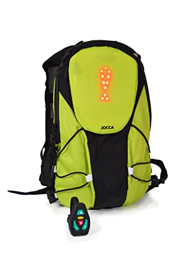 Jocca 6226P Mochila Ciclista con Luces Led para Señalización, Unisex Adulto, Negro y Verde, Talla Única