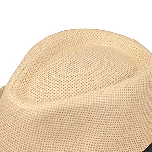 JOYKK Niños Sombrero de Paja Playa de Verano Jazz Panamá Trilby Fedora Sombrero Gángster Gorra Sombreros al Aire Libre Respirable Niñas Niños Sombrero para el Sol - G # Marrón