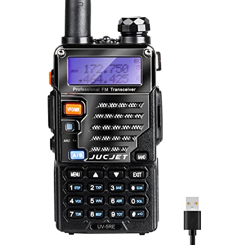 JUCJET UV 5RE Walkie Talkie hasta 128 Canales 50 CTCSS y 104 CDCSS, Radiocomunicación 1W Double Bande VHF/UHF Radio (1pc)