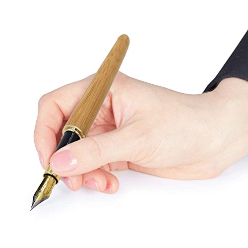 Juego de pluma estilográfica de bambú original de Forrader, exquisitos bolígrafos de madera de bambú con pluma estilográfica plegable de bambú para escritura y firma personalizada