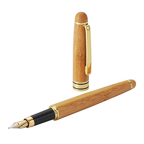 Juego de pluma estilográfica de bambú original de Forrader, exquisitos bolígrafos de madera de bambú con pluma estilográfica plegable de bambú para escritura y firma personalizada