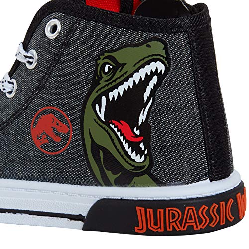 Jurassic World Zapatos de lona Hi Top Trainers Dinosaurio Botines con cremallera Bombas Zapatillas, gris, 30 EU